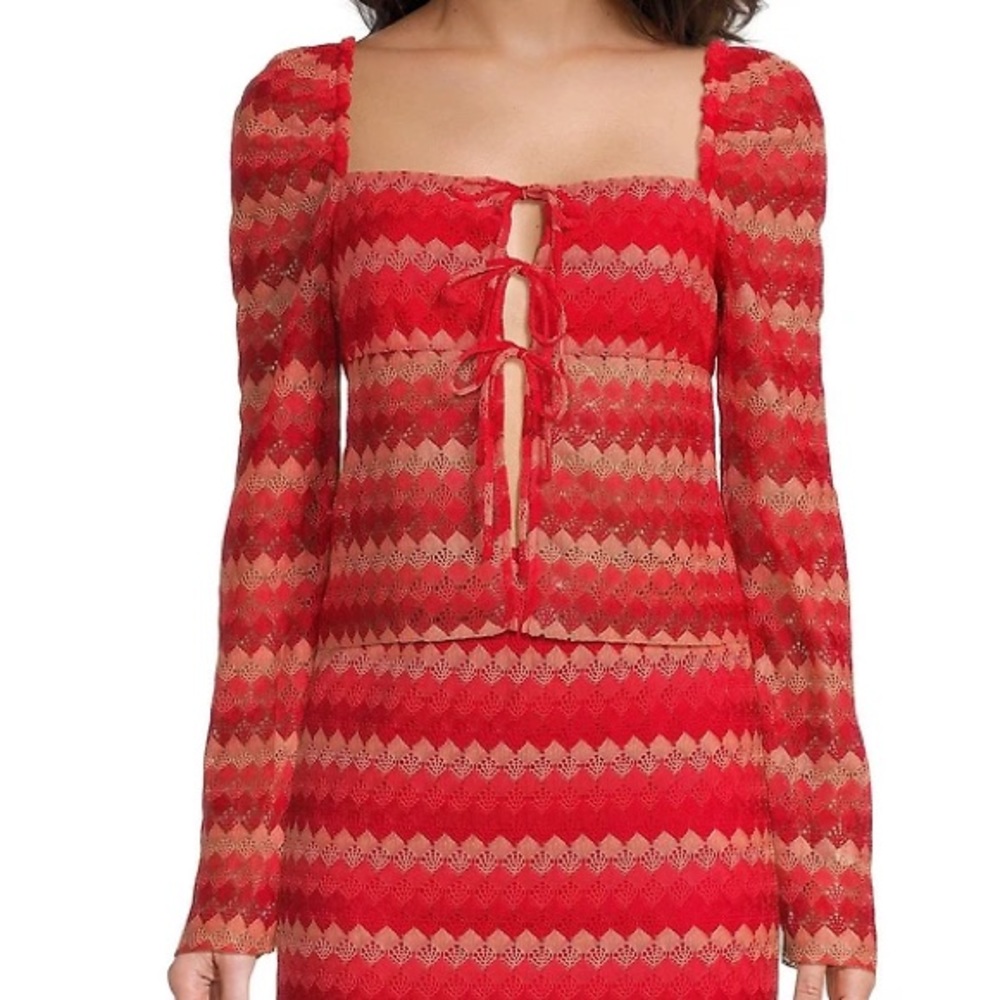 Chelsea & Violet Red Lace Top